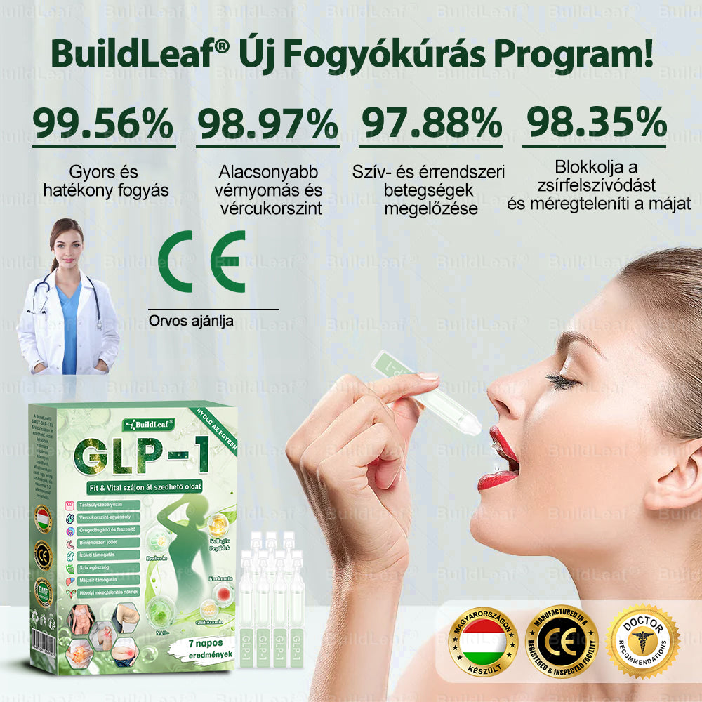 BuildLeaf®👑 GLP-1 8-az-1-ben Fit & Vital Orális Oldat (Csak napi egyszer, látható változások 7 nap alatt) Elhízásra, szív- és érrendszeri egészségre, cukorbetegségre, alvási apnoéra, emésztőrendszeri egészségre, ízületi problémákra és még sok másra