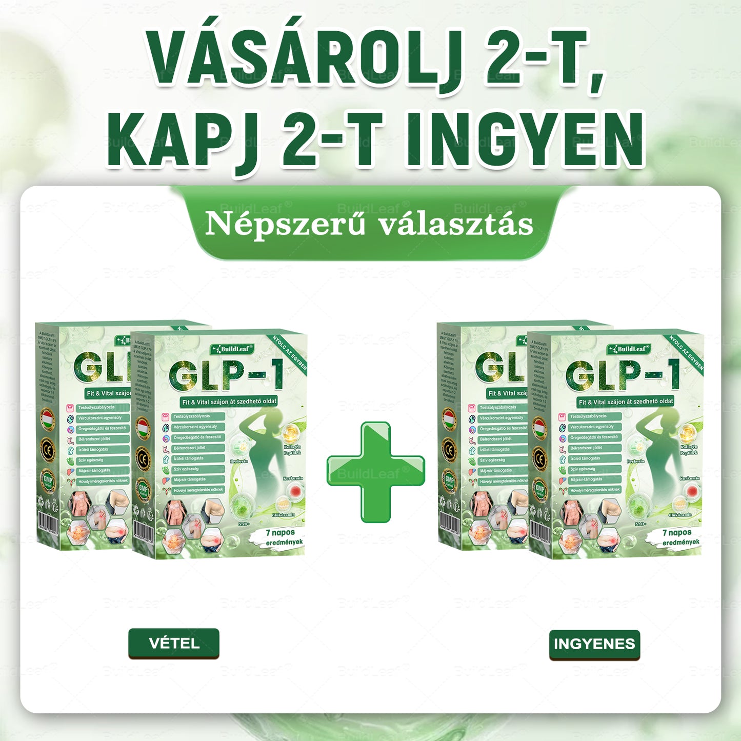 BuildLeaf®🛒 GLP-1 8-az-1-ben Fit & Vital Orális Oldat (Csak napi egyszer, látható változások 7 nap alatt) Elhízásra, szív- és érrendszeri egészségre, cukorbetegségre, alvási apnoéra, emésztőrendszeri egészségre, ízületi problémákra és még sok másra