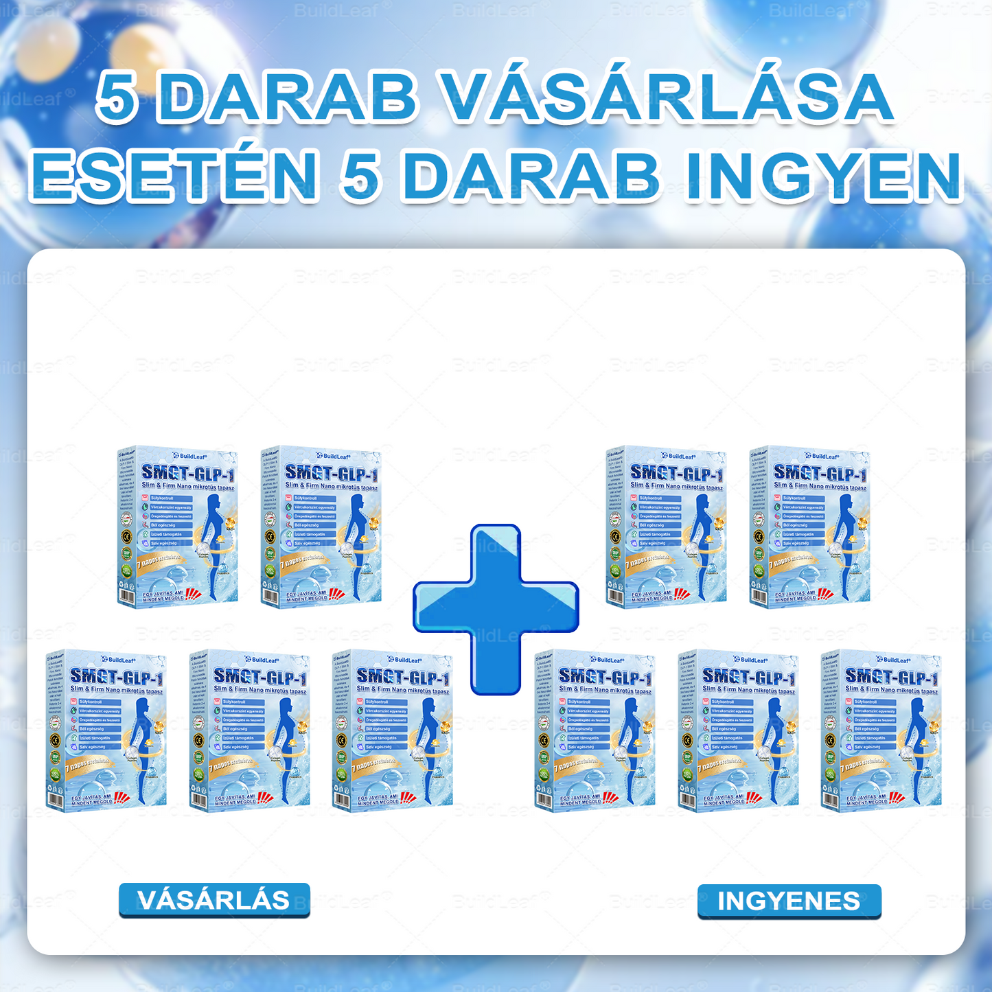 EU CE-minősítésse | 𝐵uil𝗱𝐿ea𝐟® GLP-1 Slim & Firm Nano Mikrotűs tapasz kollagénnel, kurkumával és Matrixyl 3000-rel | Elhízás, szív- és érrendszeri betegségek, cukorbetegség, alvási apnoe, ízületi problémák és egyéb állapotok kezelésére