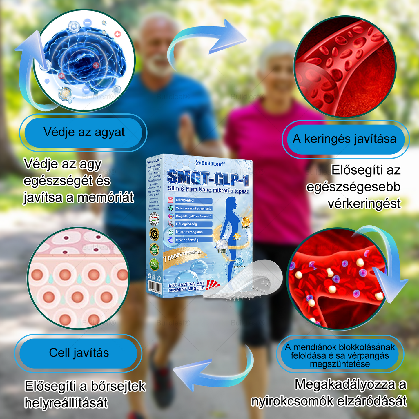 FDA Store | 𝐵uil𝗱𝐿ea𝐟® GLP-1 Slim & Firm Nano Microneedle Patch kollagénnel, kurkumával és Matrixyl 3000-rel | Elhízás, szív- és érrendszeri betegségek, cukorbetegség, alvási apnoe, ízületi problémák és egyéb állapotok kezelésére