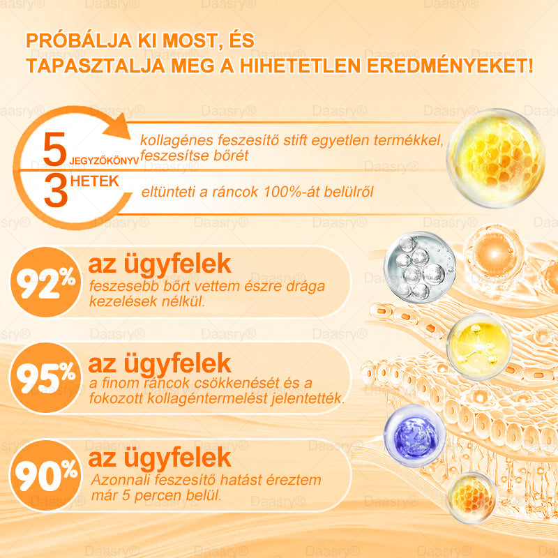 Daasry® Méhméreg Kezelő Krém, méhméreg peptidekkel, botulinum toxinnal, hialuronsavval és kollagénnel💧. Hatékonyan küzd a ráncok, finom vonalak, megereszkedés, terhességi csíkok és sötét foltok ellen — feszesítés, emelés és kiemelkedő eredmények!