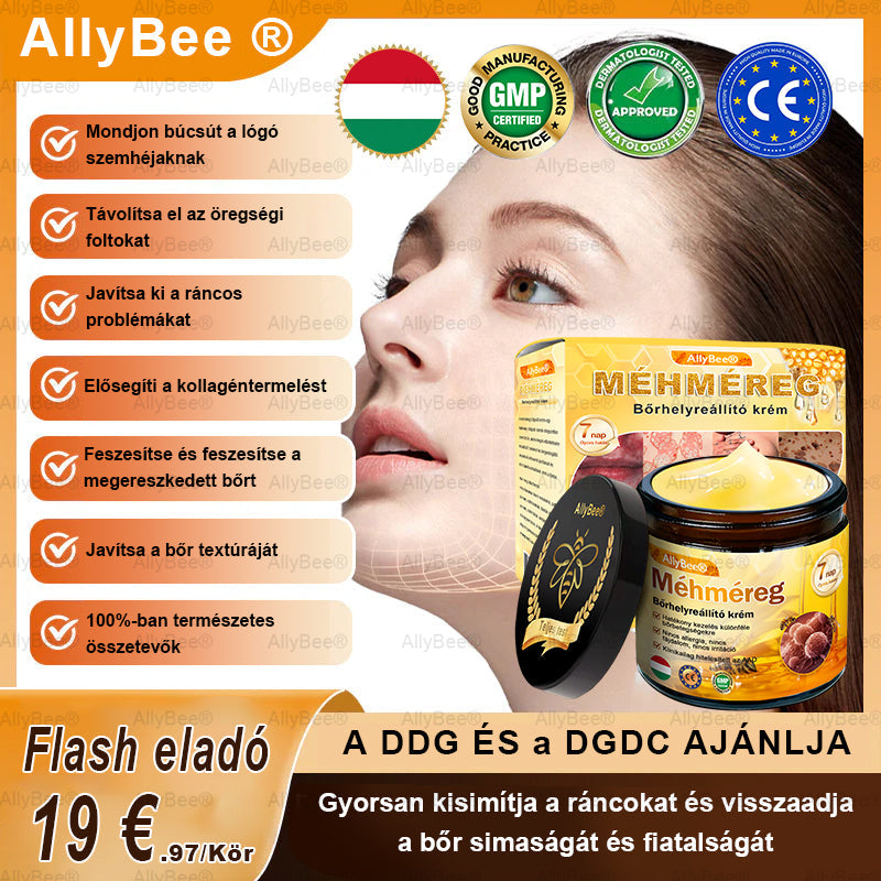 Mayo tisztviselő: AllyBee® bőrkezelő krém öregedésgátló, hidratáló, bőrjavító, egyenletes tónus, pattanások és sötét foltok kezelése, szemölcs és anyajegy eltávolítása, pikkelysömör enyhítése
