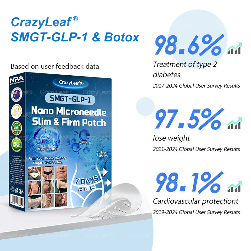 "Made & Shipped from Australia | Clinically Proven:CrazyLeaf® SMGT-GLP-1 Nano Microneedle Patch with Collagen & Matrixyl 3000 | Obesity,Cardiovascular Diseas, Diabetes, Sleep Apnea, Joint Problems and More"