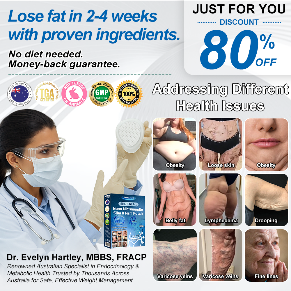 "Made & Shipped from Australia | Clinically Proven:CrazyLeaf® SMGT-GLP-1 Nano Microneedle Patch with Collagen & Matrixyl 3000 | Obesity,Cardiovascular Diseas, Diabetes, Sleep Apnea, Joint Problems and More"