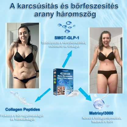 A Pécsi Tudományegyetem ajánlásával – Vezető GLP-1 tapasz Magyarországon CrazyLeaf® Nano Mikrotűs Tapasz SMGT-GLP-1 + Kollagén + Matrixyl 3000 Zsírégetés • Bőrfeszesítés • Vércukor-egyensúly • 7 nap alatt látható eredmény • Injekció nélkül