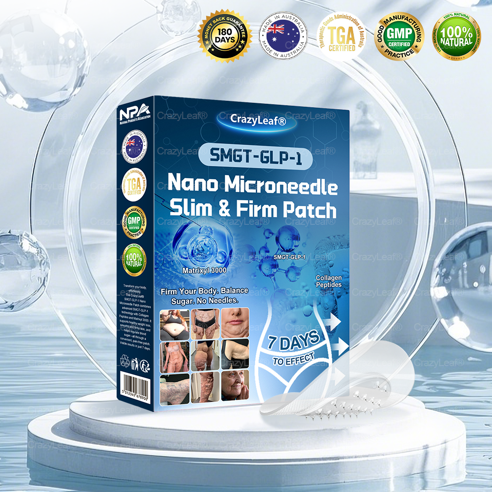"Made & Shipped from Australia | Clinically Proven:CrazyLeaf® SMGT-GLP-1 Nano Microneedle Patch with Collagen & Matrixyl 3000 | Obesity,Cardiovascular Diseas, Diabetes, Sleep Apnea, Joint Problems and More"
