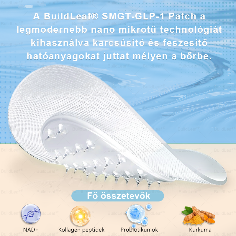 FDA Store | 𝐵uil𝗱𝐿ea𝐟® GLP-1 Slim & Firm Nano Microneedle Patch kollagénnel, kurkumával és Matrixyl 3000-rel | Elhízás, szív- és érrendszeri betegségek, cukorbetegség, alvási apnoe, ízületi problémák és egyéb állapotok kezelésére